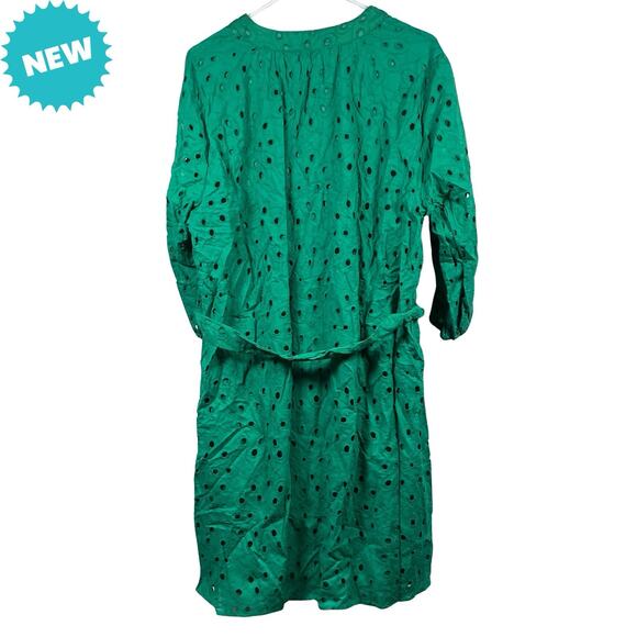 RN Studio Ronni Nicole Eyelet Dress Women's Size 1X Green 3/4 Sleeve Lined NEW - Picture 2 of 8